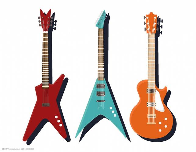 矢量彩色吉他乐器元素图片-